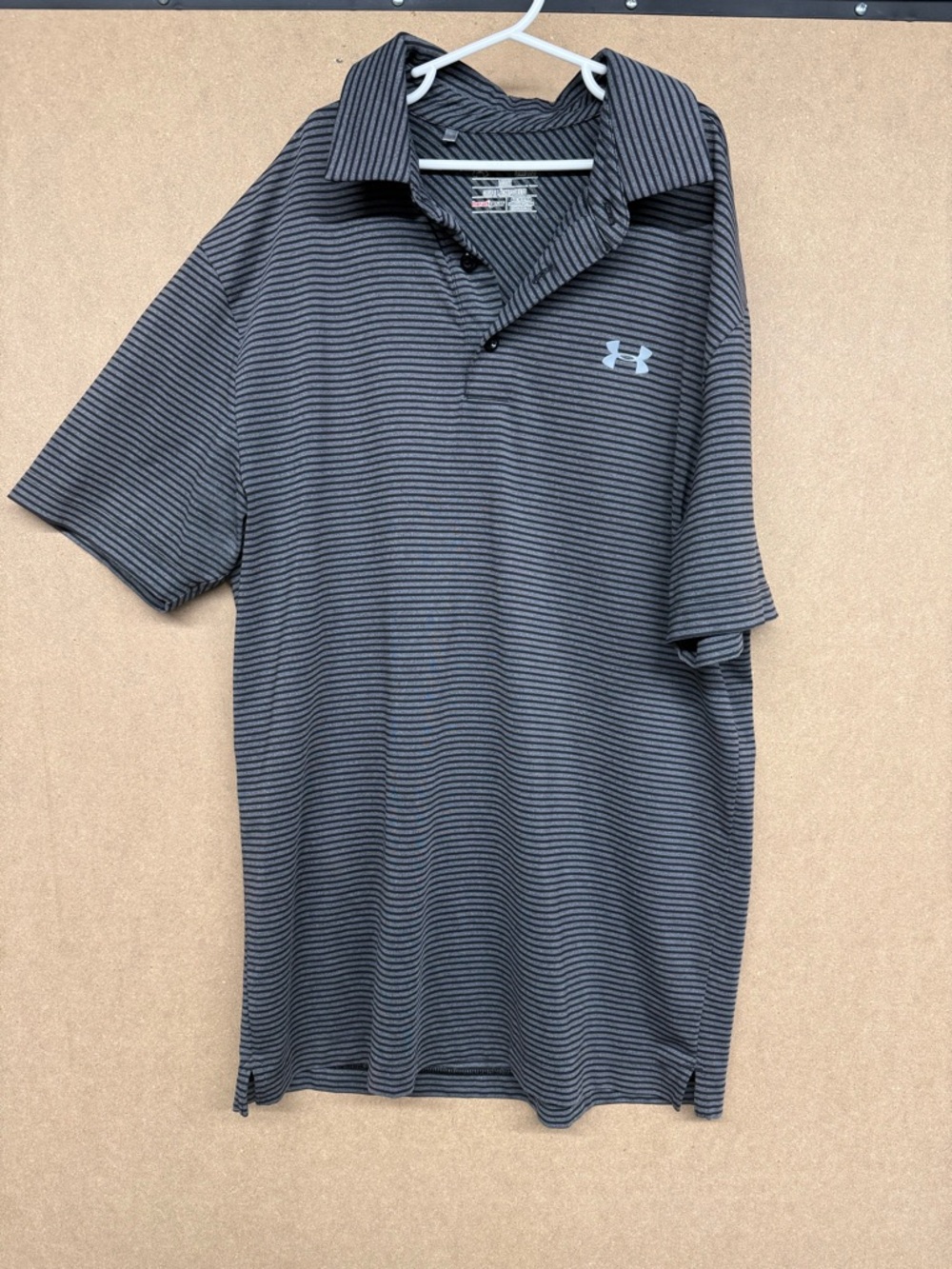 Under Armour Men’s Black & Gray Striped Polo